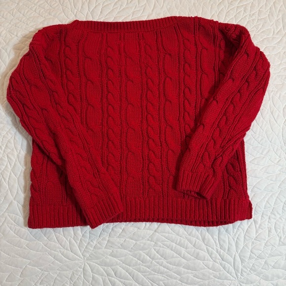 Abercrombie Red Cable Knit Sweater size medium - Picture 5 of 10